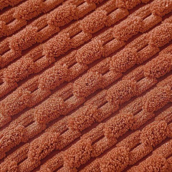 Pompom Orange Stripe Texture Corduroy Farmhouse Cute Luxury Soft PillowCover Set - Picture 4 of 7